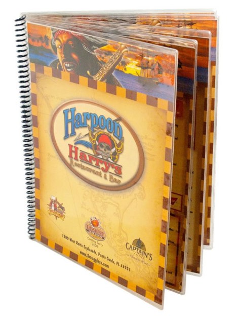 Clear spiral menu cover