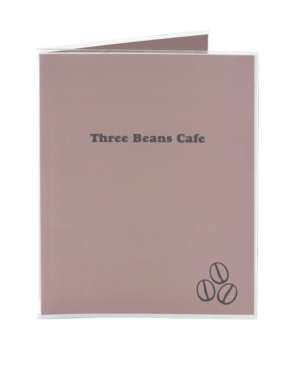 All clear menu covers displaying restaurant menus, water-resistant and easy to wipe clean