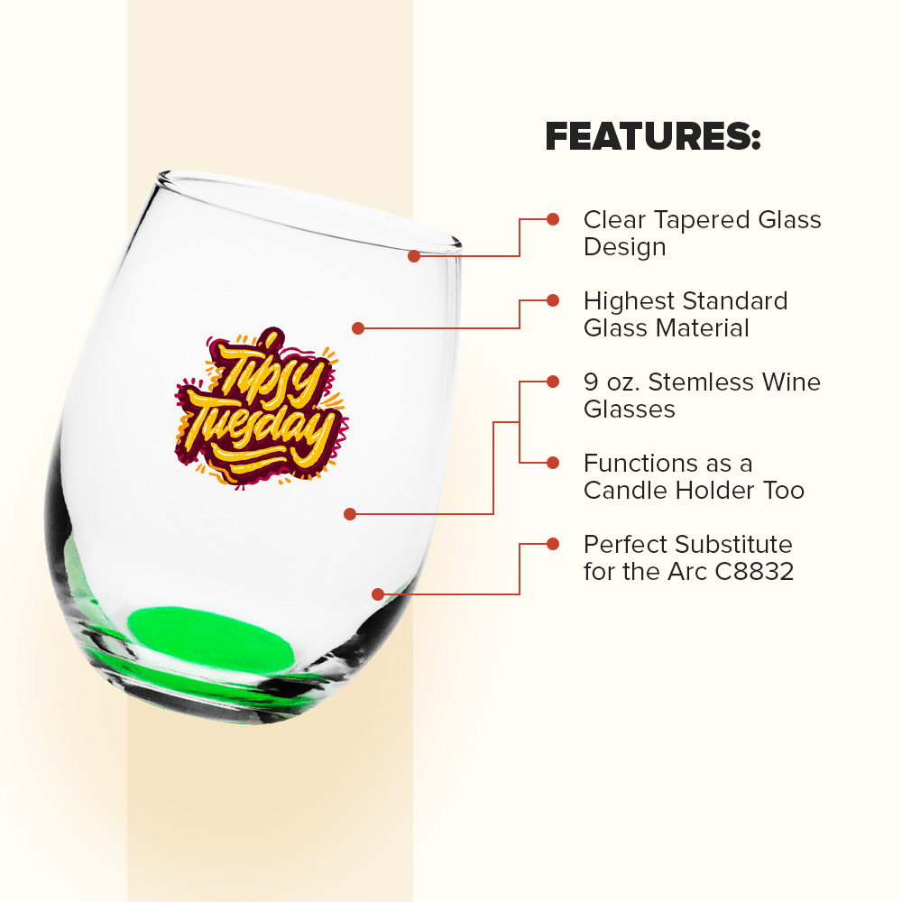 9 oz stemless wine glass - Image 3